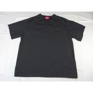 M&M Scrubs Classic Comfort‎ V-Neck Top Black Short Sleeve Medical Uniform Medium